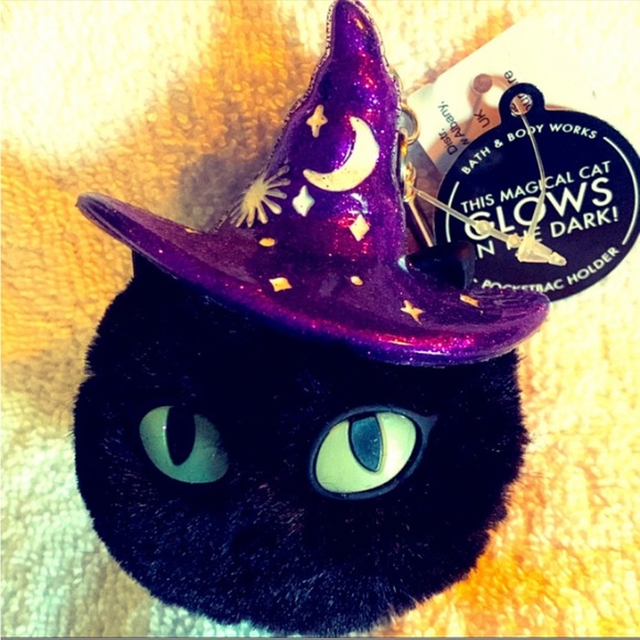 Bath and Body Works Glow in the Dark Black Cat Pom Pocketbac Holder - Picture 5 of 5